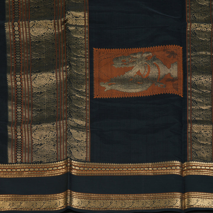 Hayagrivas Black Kanchi Silk Cotton Saree KSBE124C9-3