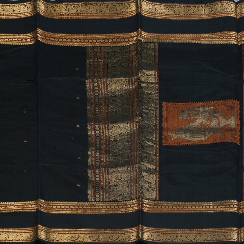 Hayagrivas Black Kanchi Silk Cotton Saree KSBE124C9-3