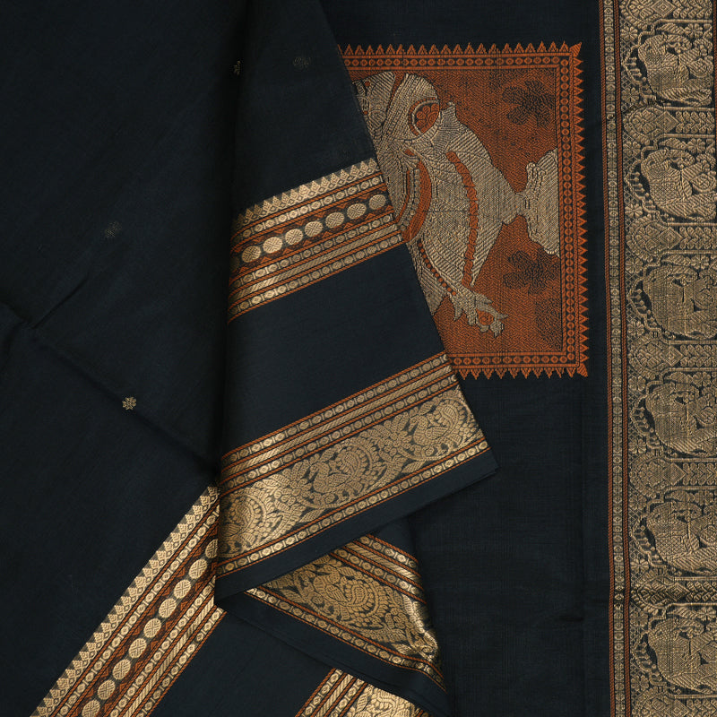 Hayagrivas Black Kanchi Silk Cotton Saree KSBE124C9-3