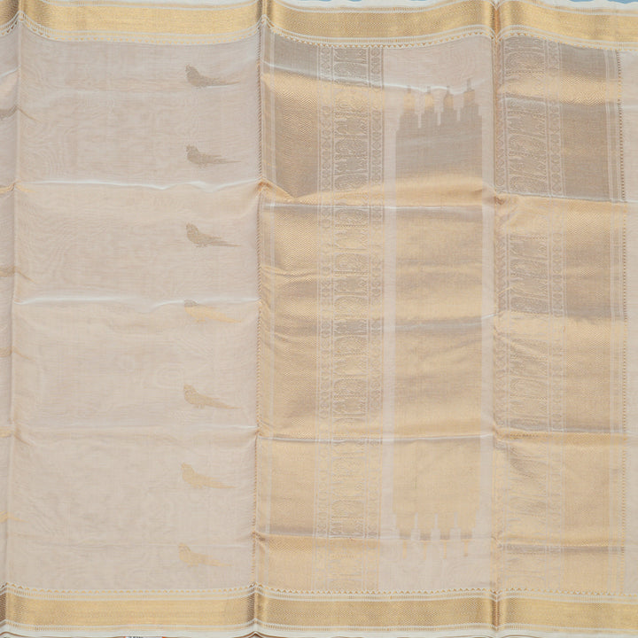 Hayagrivas Half-White Kanchi Silk Cotton Saree KSBE124C9-9