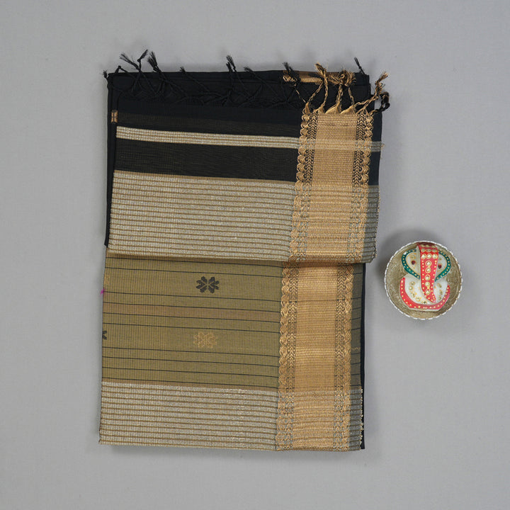 Hayagrivas Black Maheswari Cotton Saree KSBE125C4-38