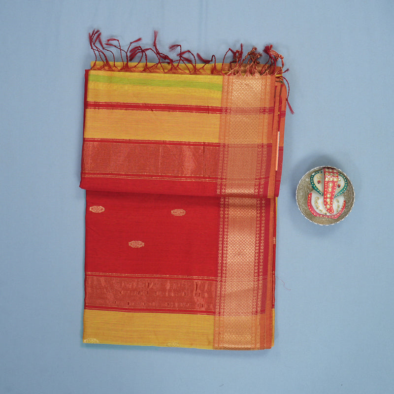 Hayagrivas Lemon Yellow Kora Silk Cotton Saree KSBE125C4-6