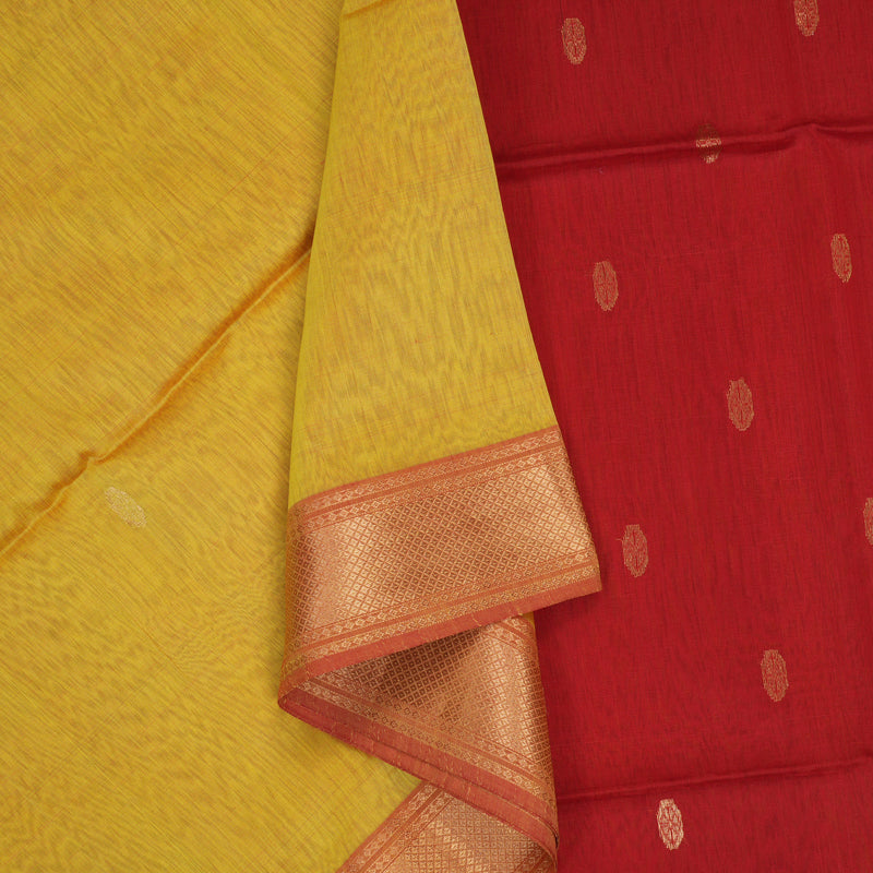 Hayagrivas Lemon Yellow Kora Silk Cotton Saree KSBE125C4-6