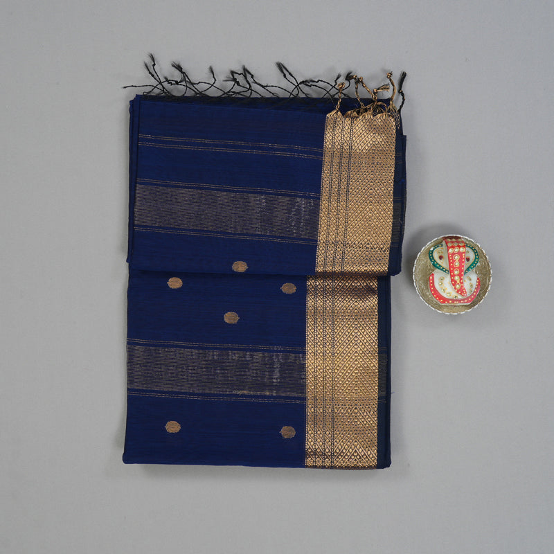 Hayagrivas Dark Blue Maheswari Cotton Saree KSBE125C4-8