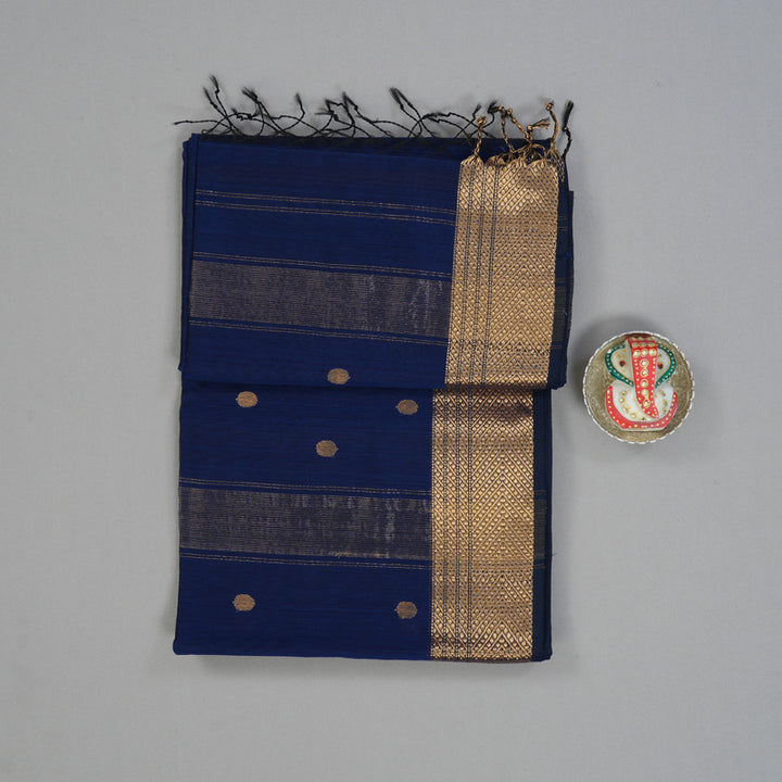 Hayagrivas Dark Blue Maheswari Cotton Saree KSBE125C4-8