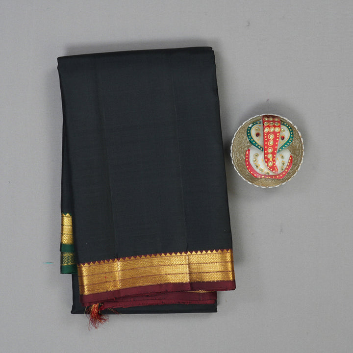 Hayagrivas Handloom Black Kanjivaram Silk Saree with Ganga Jamuna Border KSBE126C1-1