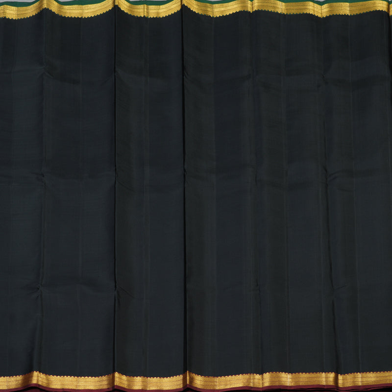 Hayagrivas Handloom Black Kanjivaram Silk Saree with Ganga Jamuna Border KSBE126C1-1