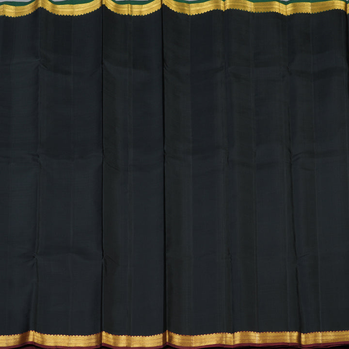 Hayagrivas Handloom Black Kanjivaram Silk Saree with Ganga Jamuna Border KSBE126C1-1