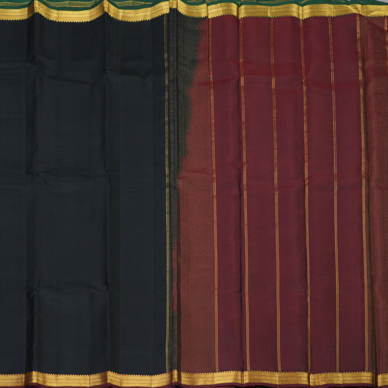 Hayagrivas Handloom Black Kanjivaram Silk Saree with Ganga Jamuna Border KSBE126C1-1