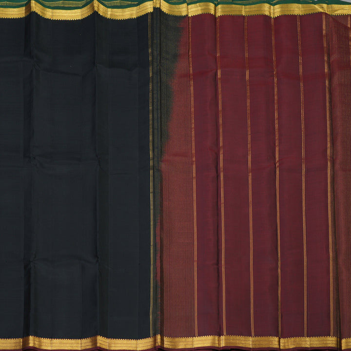 Hayagrivas Handloom Black Kanjivaram Silk Saree with Ganga Jamuna Border KSBE126C1-1