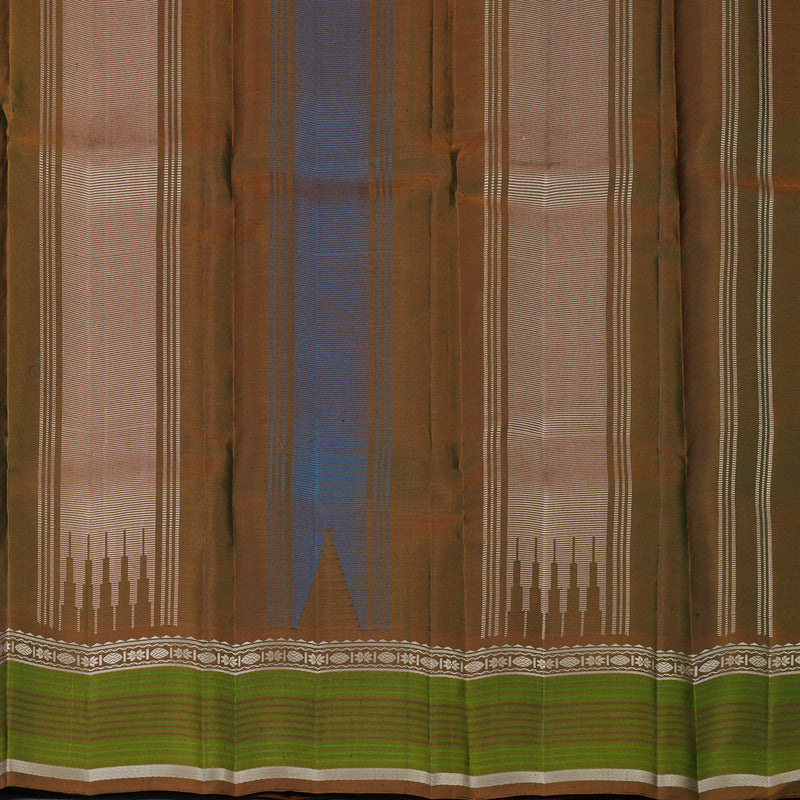 Hayagrivas Handloom Rama Blue Kanjivaram Silk Saree with Honey Mustard Border KSBE126C2-11