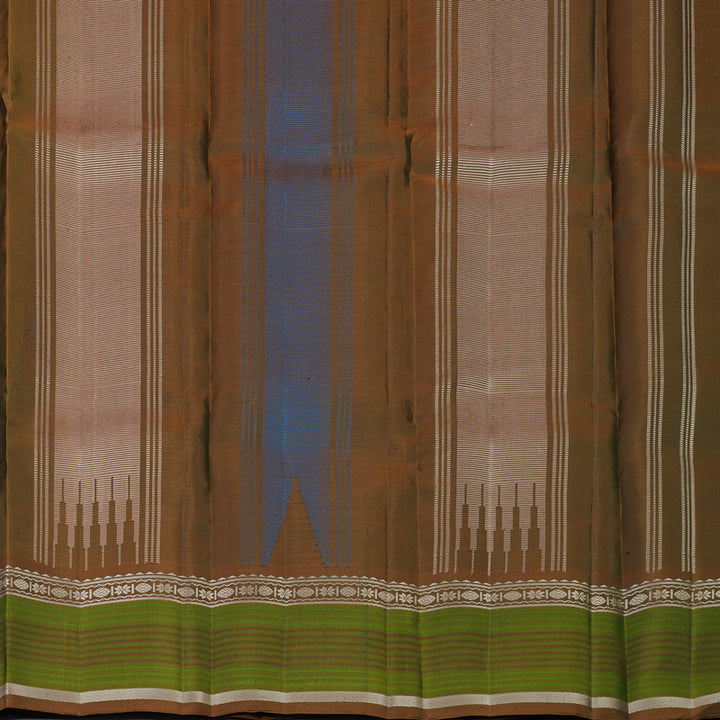 Hayagrivas Handloom Rama Blue Kanjivaram Silk Saree with Honey Mustard Border KSBE126C2-11