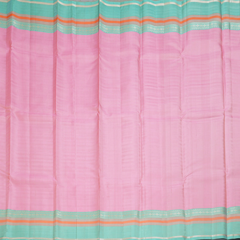Hayagrivas Handloom Rose Pink Kanjivaram Silk Saree with Pastel Teal Border KSBE126C2-14