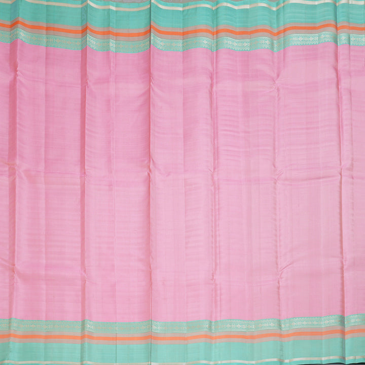 Hayagrivas Handloom Rose Pink Kanjivaram Silk Saree with Pastel Teal Border KSBE126C2-14