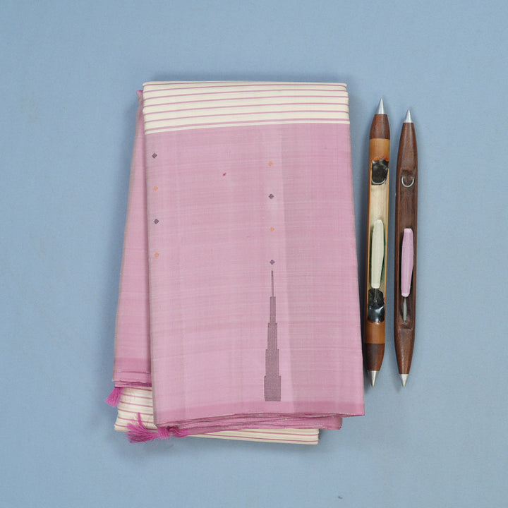 Hayagrivas Handloom Cream Kanjivaram Silk Saree with Lavendar Border KSBE126C5-1
