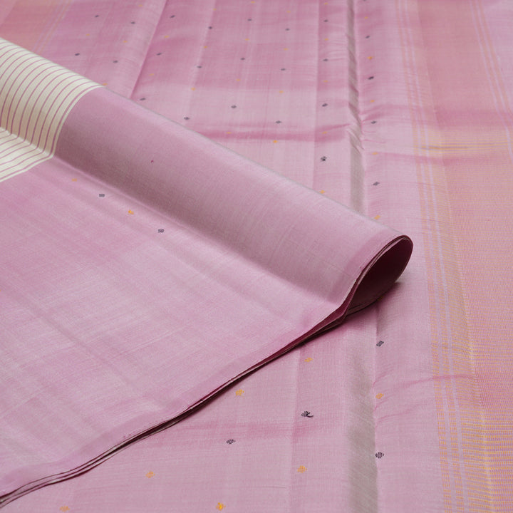 Hayagrivas Handloom Cream Kanjivaram Silk Saree with Lavendar Border KSBE126C5-1