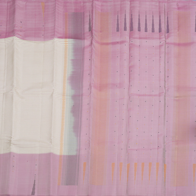 Hayagrivas Handloom Cream Kanjivaram Silk Saree with Lavendar Border KSBE126C5-1