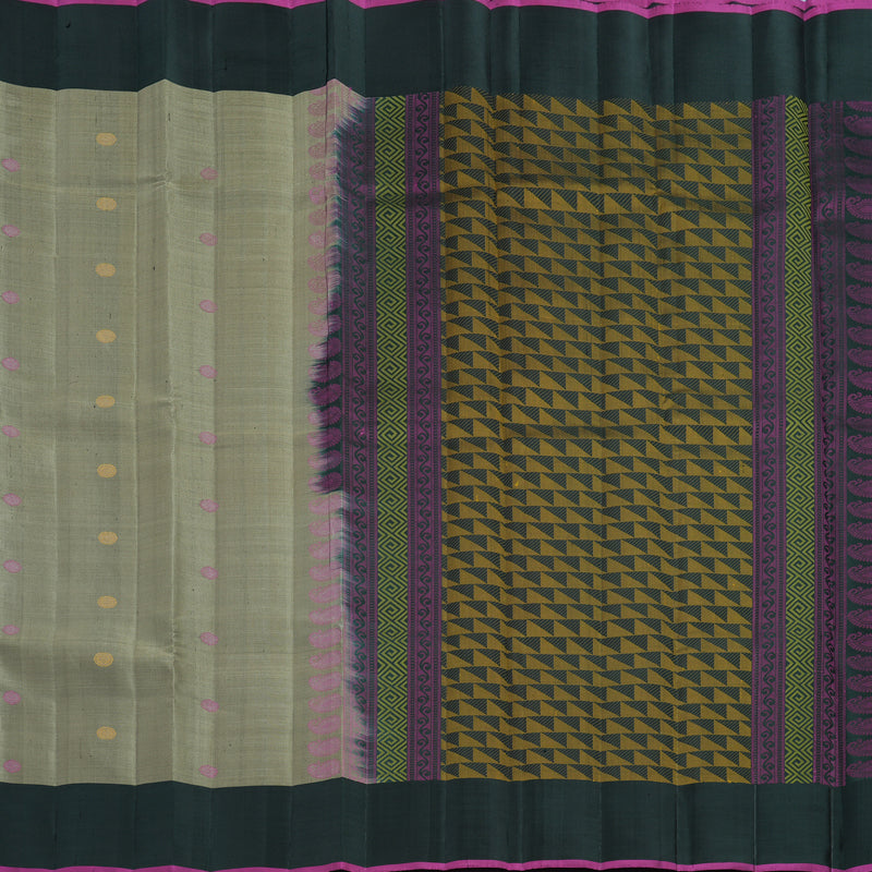 Hayagrivas Handloom Elephant Grey Kanjivaram Silk Saree with Karum Pachai Border KSBE126C6-1