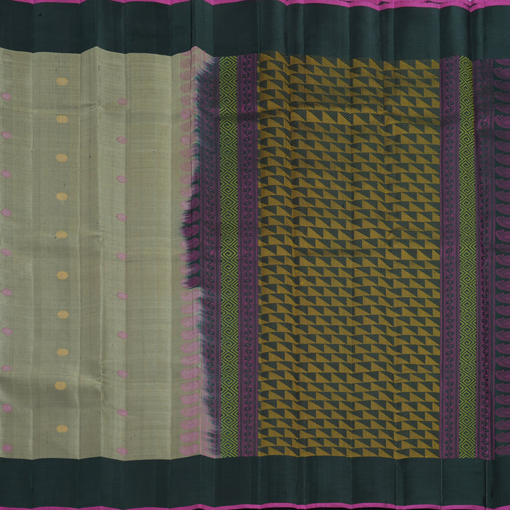 Hayagrivas Handloom Elephant Grey Kanjivaram Silk Saree with Karum Pachai Border KSBE126C6-1