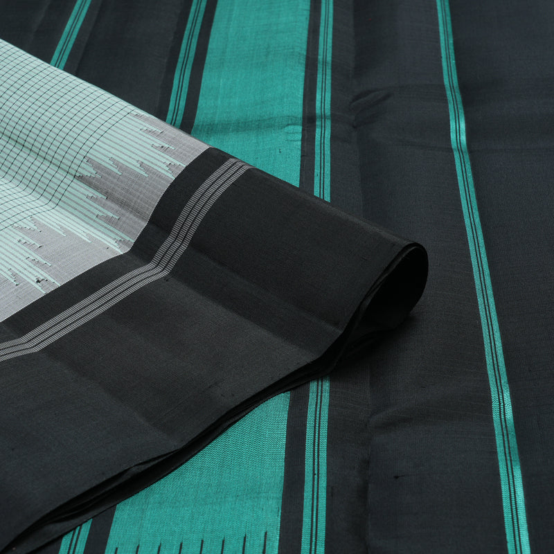 Hayagrivas Handloom Powder Green Kanjivaram Silk Saree with Black Border KSBE126C7-1