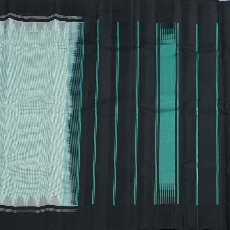 Hayagrivas Handloom Powder Green Kanjivaram Silk Saree with Black Border KSBE126C7-1