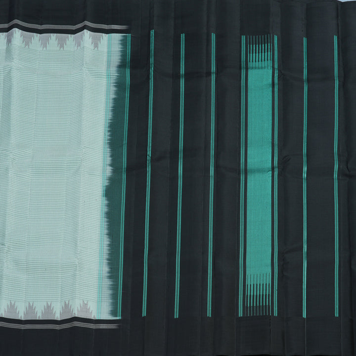 Hayagrivas Handloom Powder Green Kanjivaram Silk Saree with Black Border KSBE126C7-1