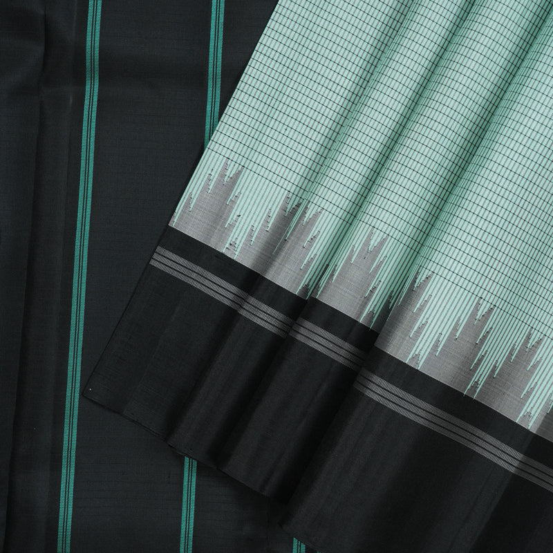 Hayagrivas Handloom Powder Green Kanjivaram Silk Saree with Black Border KSBE126C7-1