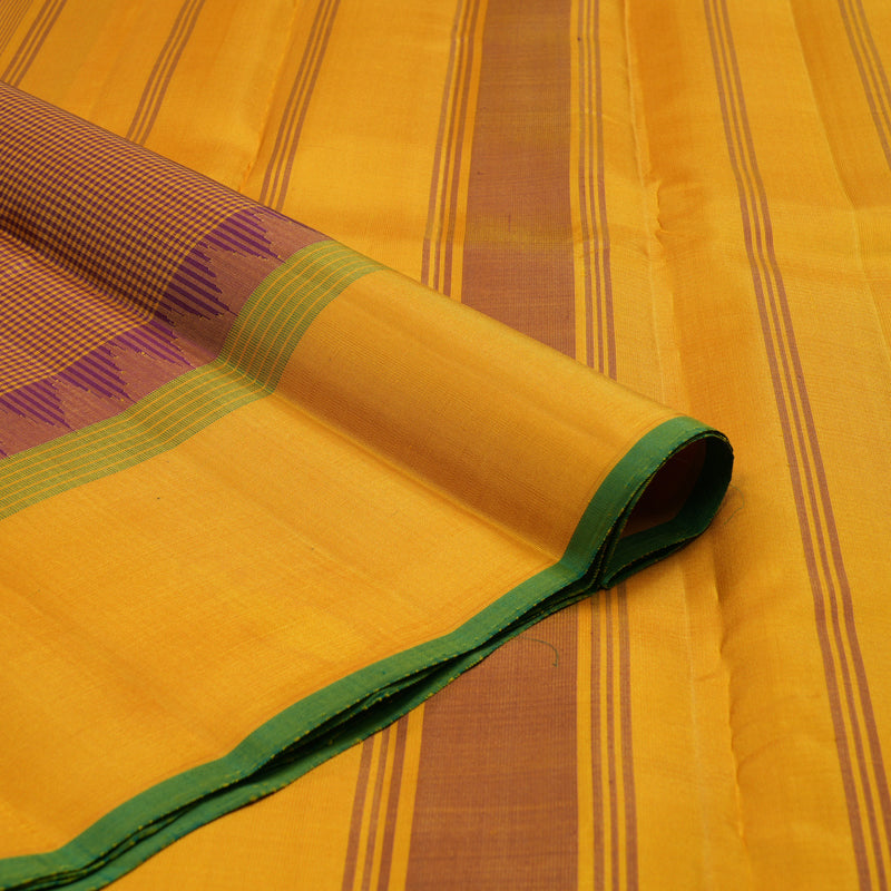 Hayagrivas Handloom Mustard & Maroon Checks Kanjivaram Silk Saree with Mustard Border KSBE126C7-3
