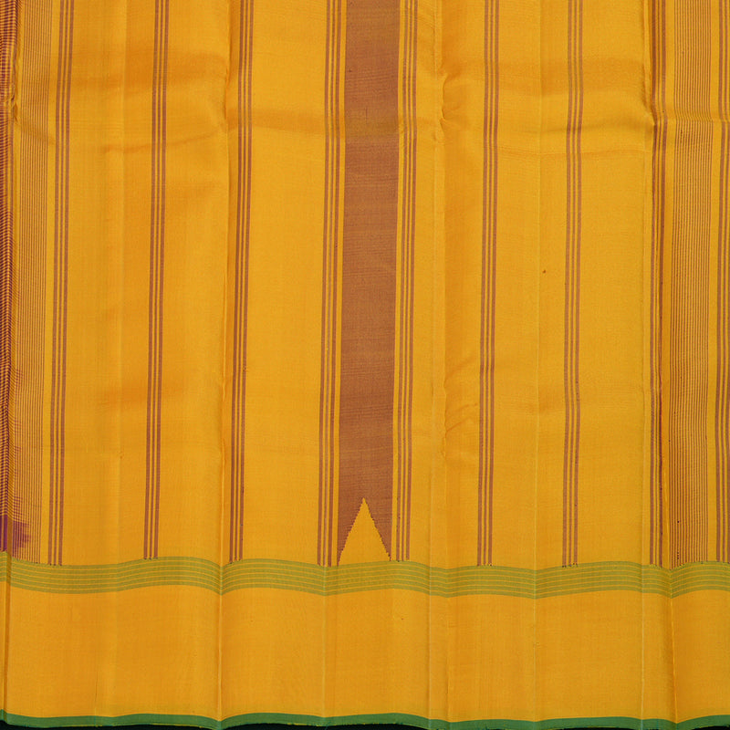 Hayagrivas Handloom Mustard & Maroon Checks Kanjivaram Silk Saree with Mustard Border KSBE126C7-3