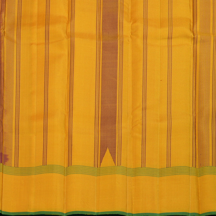 Hayagrivas Handloom Mustard & Maroon Checks Kanjivaram Silk Saree with Mustard Border KSBE126C7-3