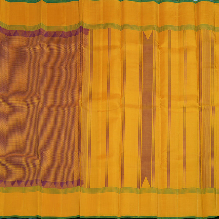 Hayagrivas Handloom Mustard & Maroon Checks Kanjivaram Silk Saree with Mustard Border KSBE126C7-3