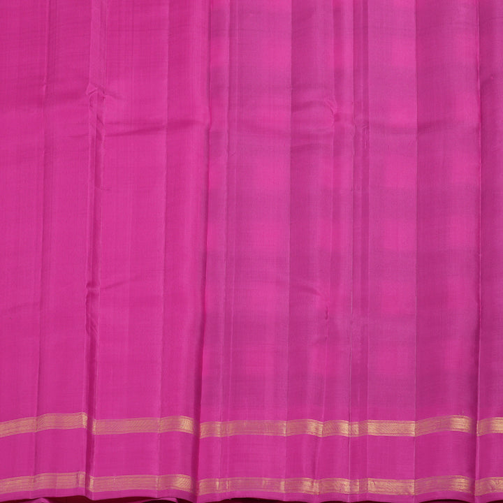 Hayagrivas Handloom White & Bottle Green Checks Kanjivaram Silk Saree with Rani Pink Border KSBE126C9-2