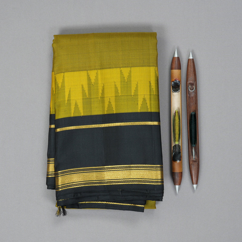 Hayagrivas Handloom Yellow & Black (Zasa Zasa Kattam) Kanjivaram Silk Saree KSBE126C9-3