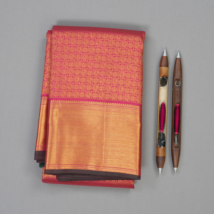 Hayagrivas Handloom Pink Kanjivaram Silk Saree KSBE127C10-13
