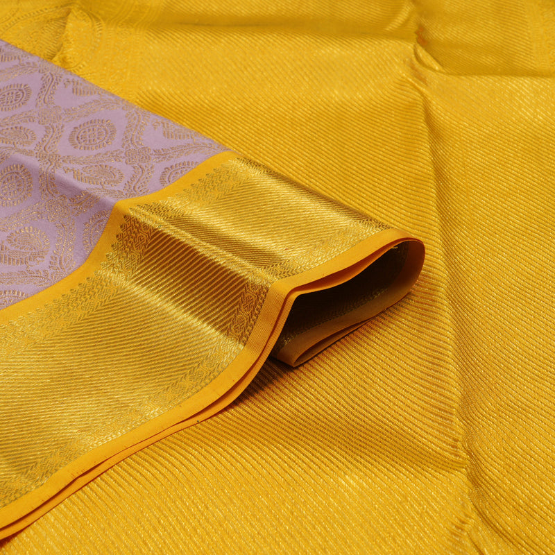 Hayagrivas Handloom Lilac Kanjivaram Silk Saree with Yellow Border KSBE127C10-15