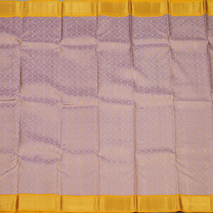 Hayagrivas Handloom Lilac Kanjivaram Silk Saree with Yellow Border KSBE127C10-15