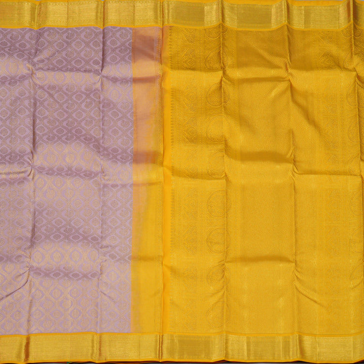 Hayagrivas Handloom Lilac Kanjivaram Silk Saree with Yellow Border KSBE127C10-15