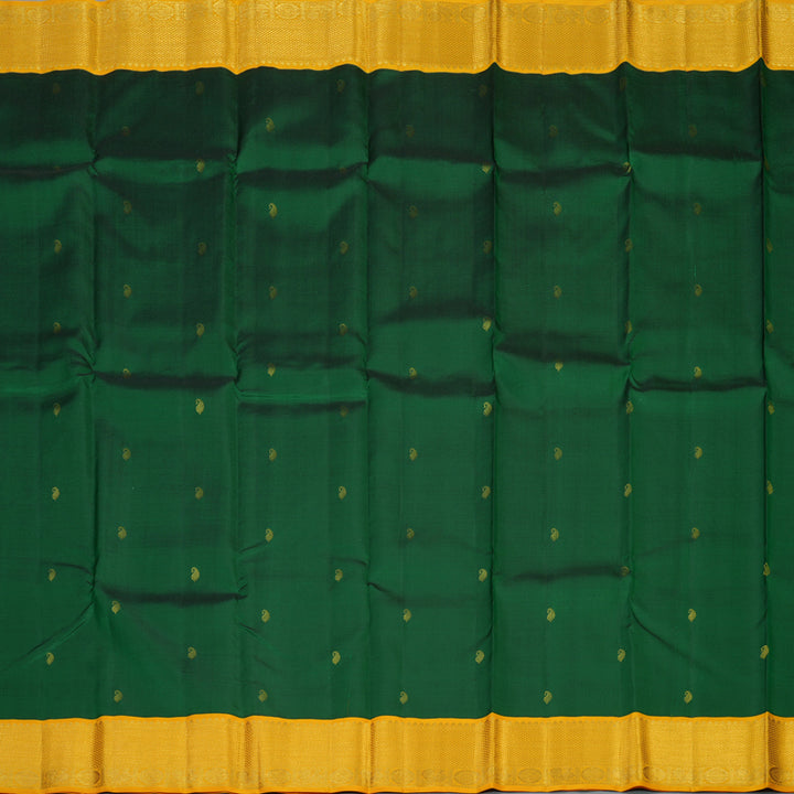 Hayagrivas Handloom Dark Green Kanjivaram Silk Saree with Yellow Border KSBE127C12-3