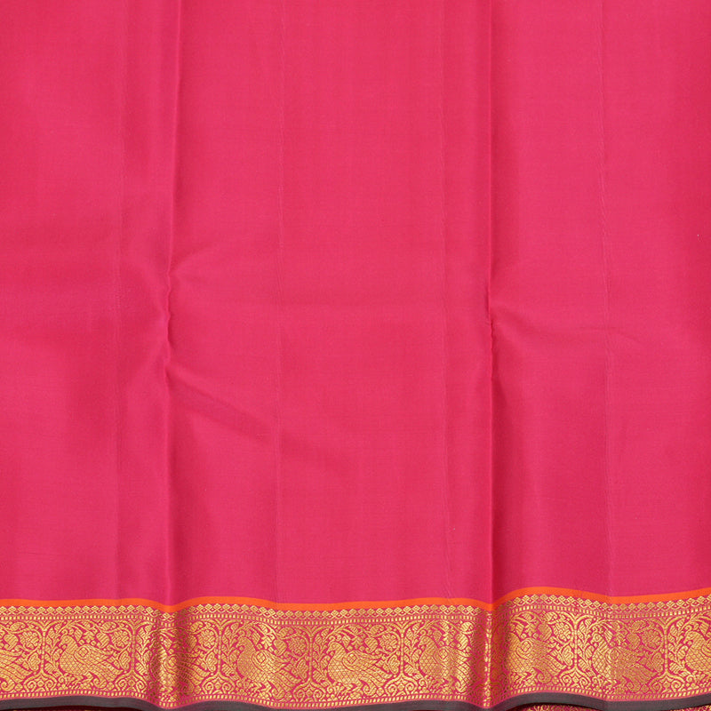 Hayagrivas Handloom Pale Silver Grey Kanjivaram Silk Saree with Pink Border KSBE127C12-4