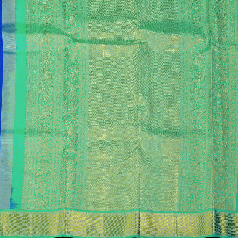 Hayagrivas Handloom MS Blue Kanjivaram Silk Saree with Aqua Green Border KSBE127C5-6