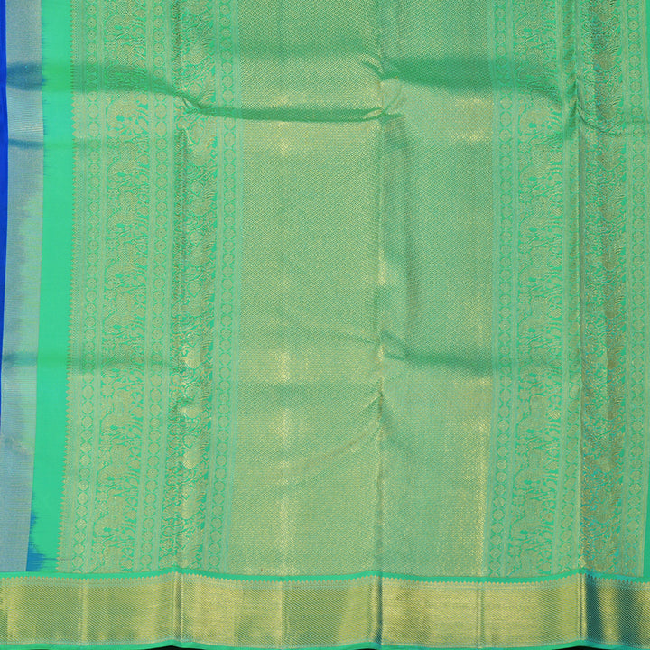 Hayagrivas Handloom MS Blue Kanjivaram Silk Saree with Aqua Green Border KSBE127C5-6