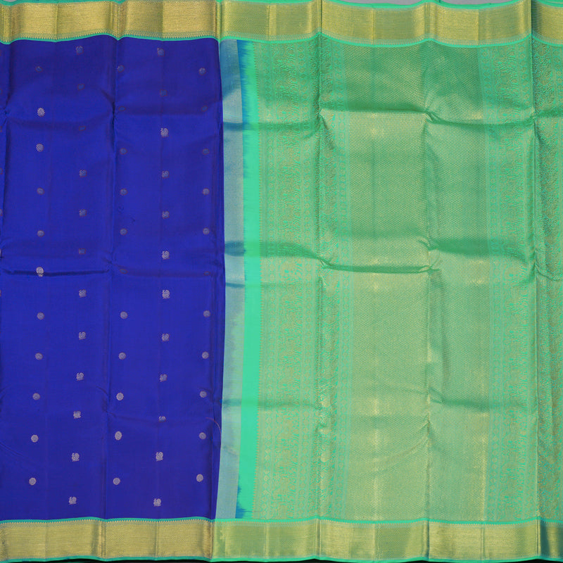 Hayagrivas Handloom MS Blue Kanjivaram Silk Saree with Aqua Green Border KSBE127C5-6