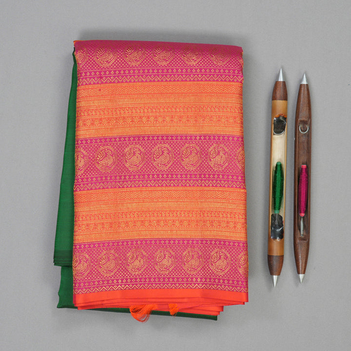 Hayagrivas Handloom Bottle Green Kanjivaram Silk Saree KSBE127C7-4