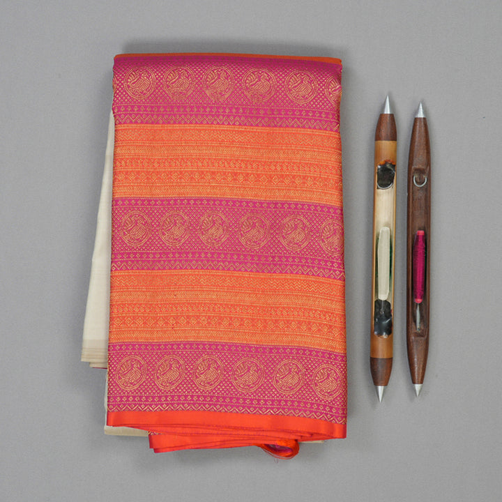 Hayagrivas Handloom Beige Kanjivaram Silk Saree KSBE127C7-5