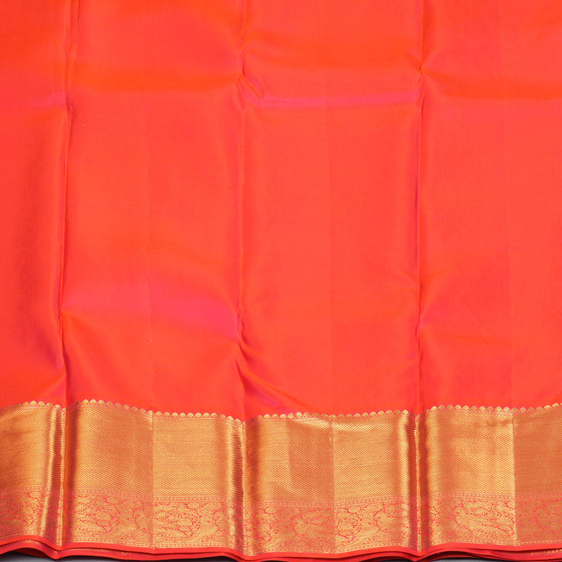 Hayagrivas Handloom Mayilkazhuthu Kanjivaram Silk Saree with Orangish-Pink Border KSBE127C9-9