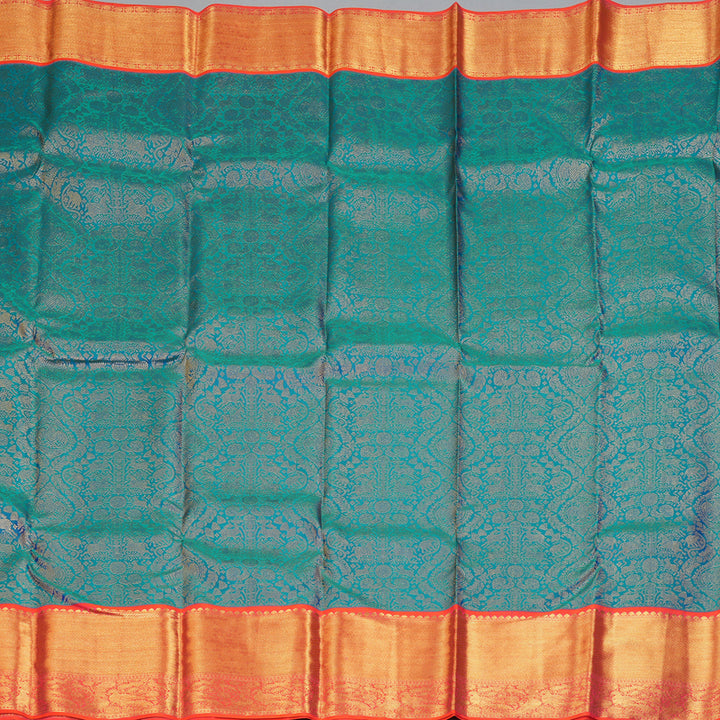Hayagrivas Handloom Mayilkazhuthu Kanjivaram Silk Saree with Orangish-Pink Border KSBE127C9-9