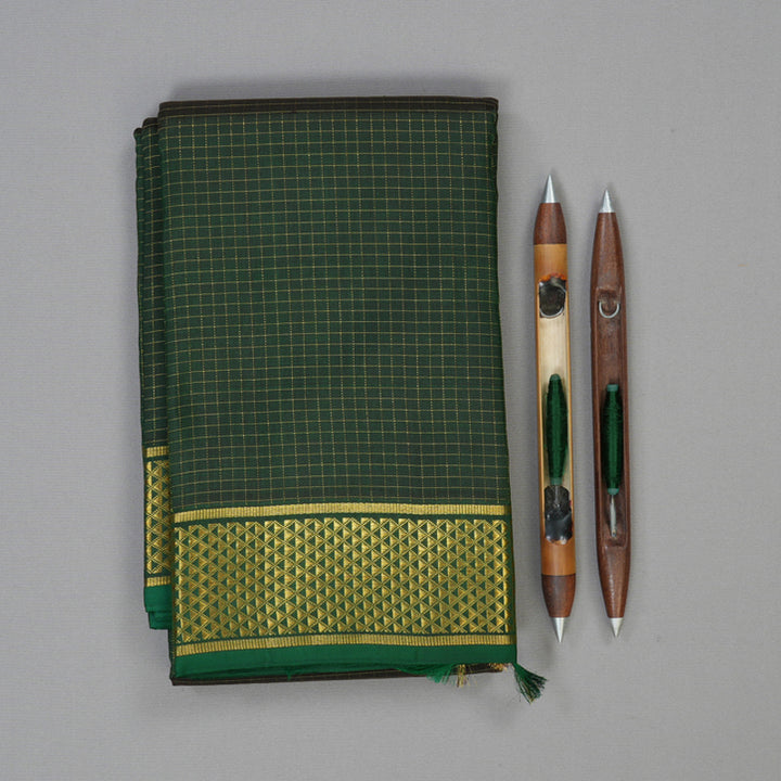 Hayagrivas Handloom Bottle Green Kanjivaram Silk Saree KSBE12I1-1