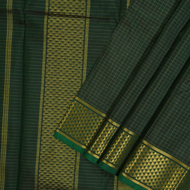 Hayagrivas Handloom Bottle Green Kanjivaram Silk Saree KSBE12I1-1