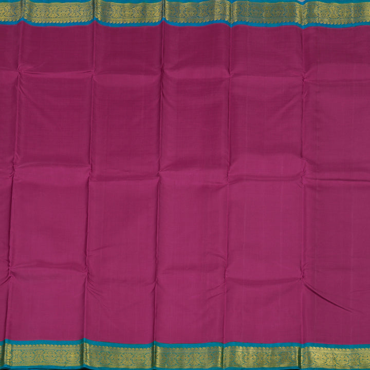Hayagrivas Handloom Purple Kanjivaram Silk Saree with Aqua Blue Border KSBE1212-3