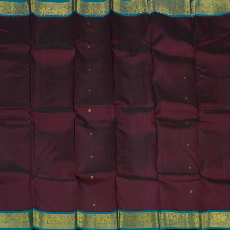Hayagrivas Handloom Wine Kanjivaram Silk Saree with Teal Border KSBE12I4-2